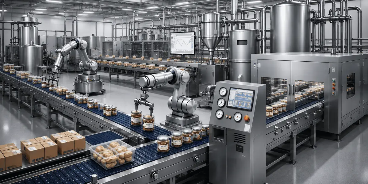 Automated food processing and packaging production line